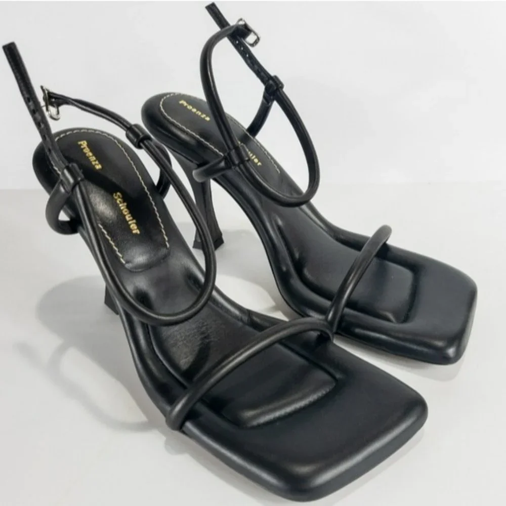 Proenza Schouler Square Toe High Heel Sandals Black -38.5 - Picture 6 of 9